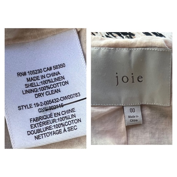 Joie Leopard 100% Linen Blazer 00 - Picture 12 of 12